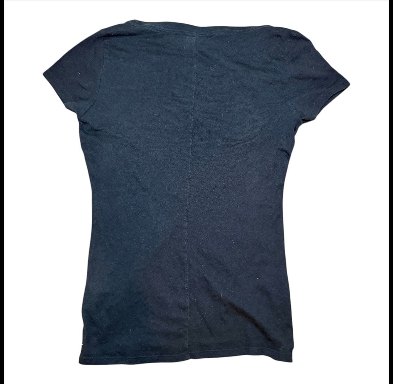 Hollister 1922 Navy Graphic Baby Tee Y2K Fitted Stretch Top Women XS 13