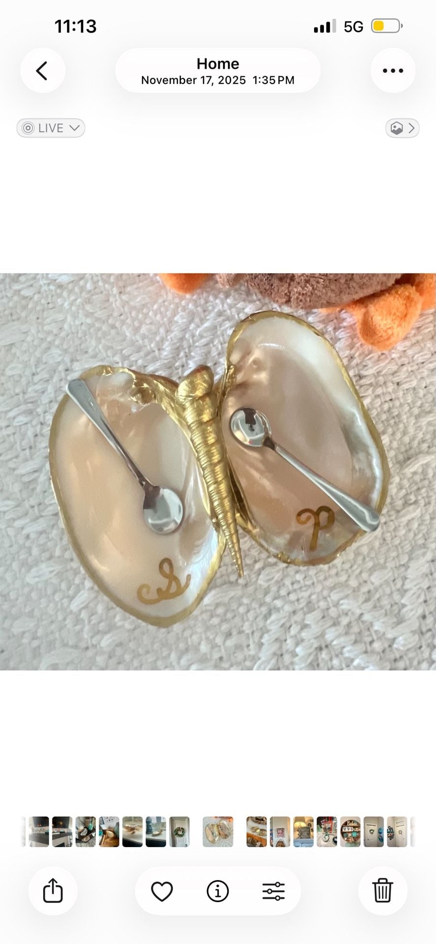 Ride the Wave Coastal Art Co Double Clam Shell Salt and Pepper Cellar with Spoons 1