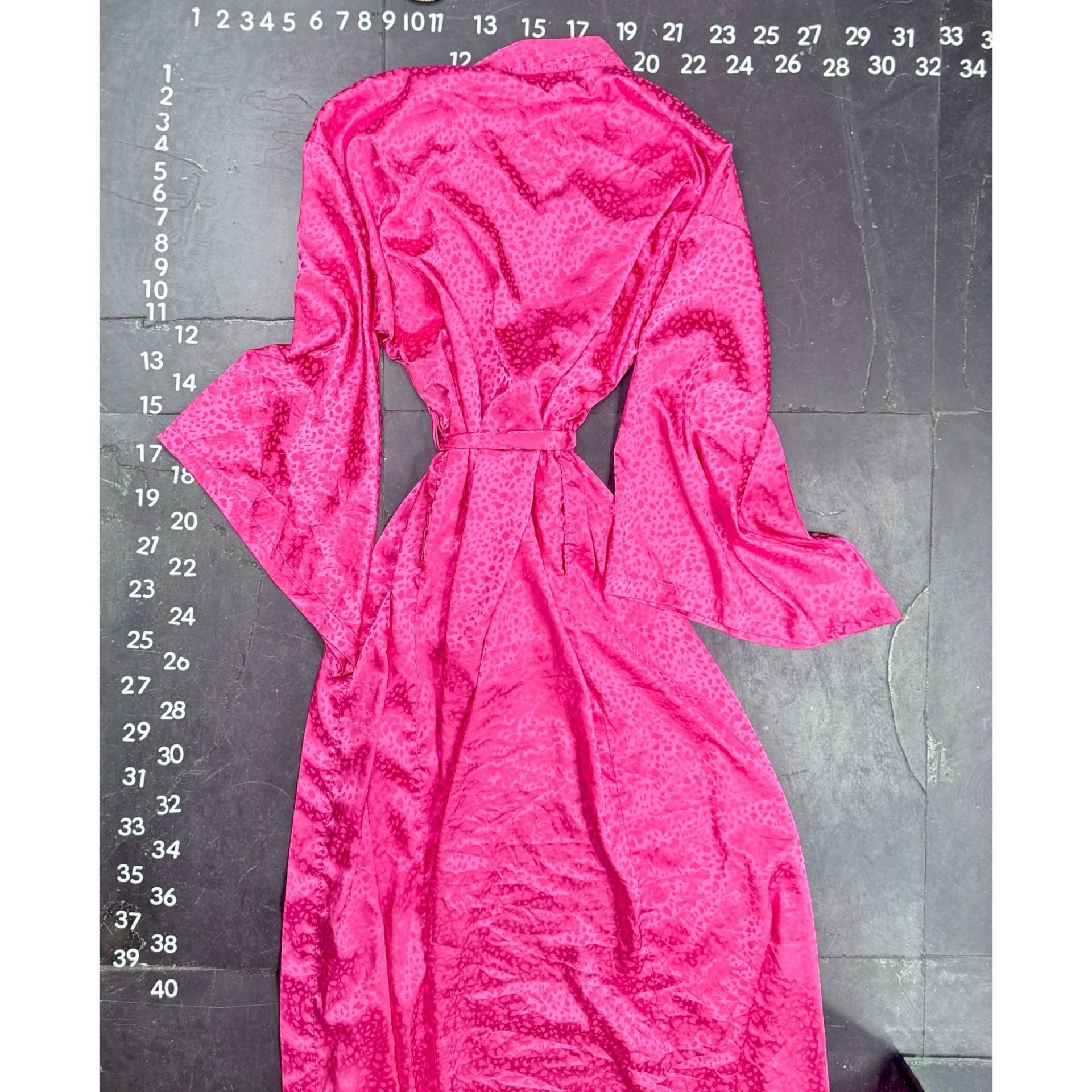 INC International Concepts Intimates Pink Animal Print Satin Long Robe Size S 3