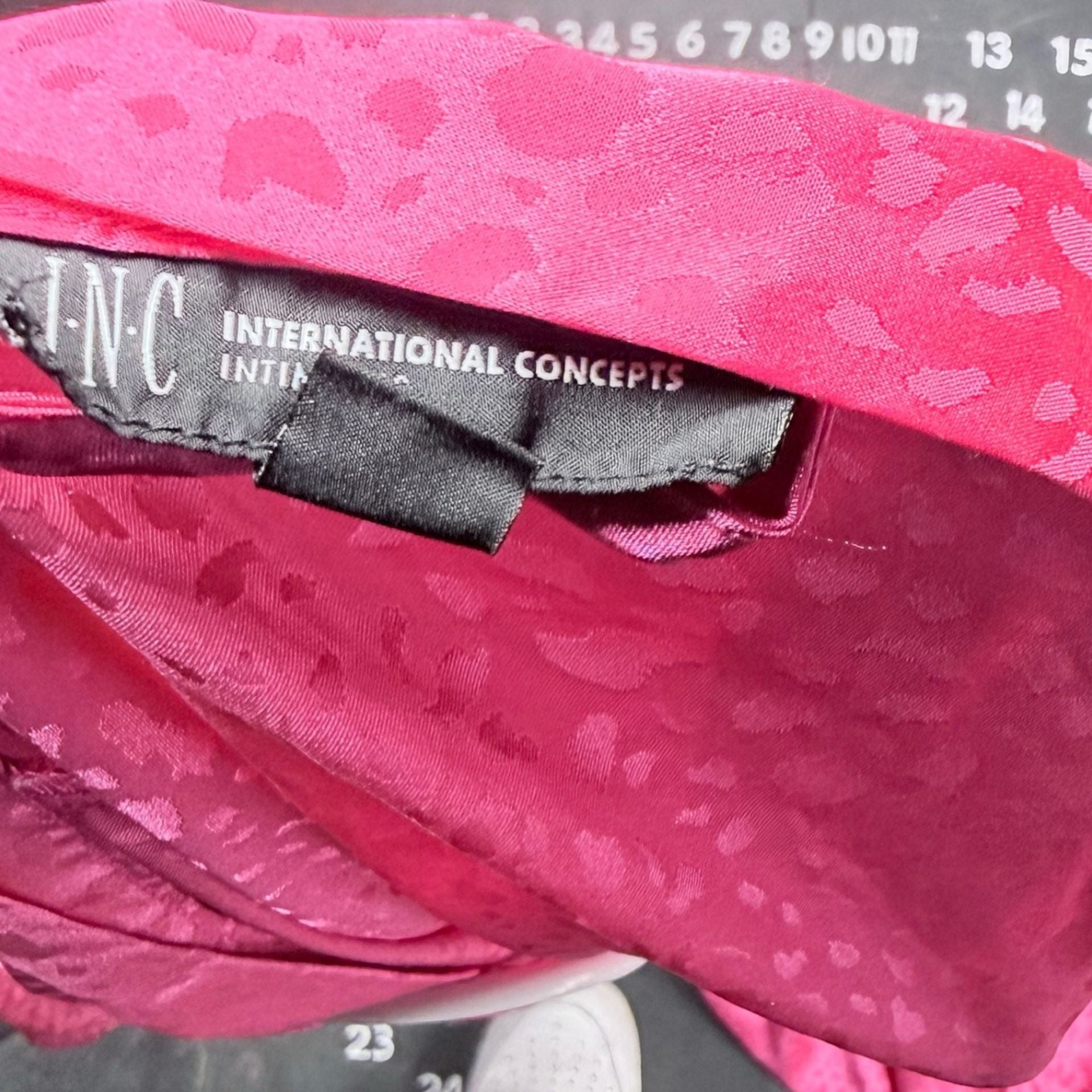 INC International Concepts Intimates Pink Animal Print Satin Long Robe Size S 5