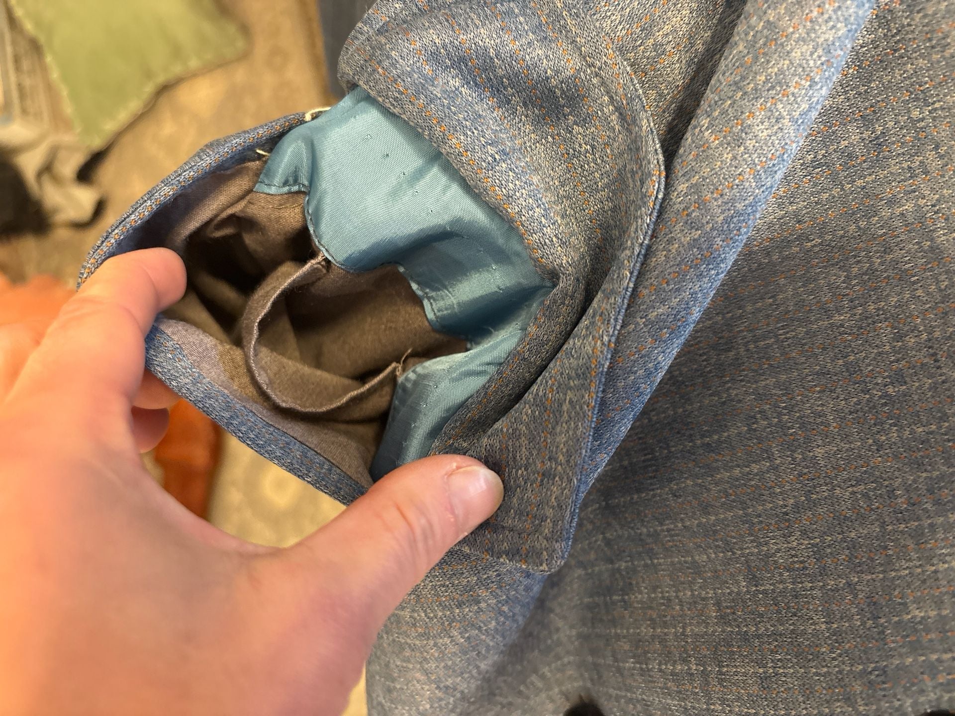 F: Vintage Niver Western Wear Blue Textured Pinstripe Sport Coat Blazer 6