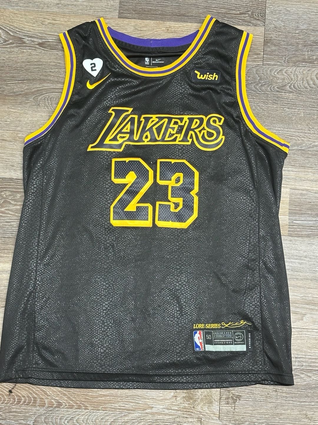 Nike LeBron James #23 Los Angeles Lakers Black Mamba City Edition Jersey Size 50 2
