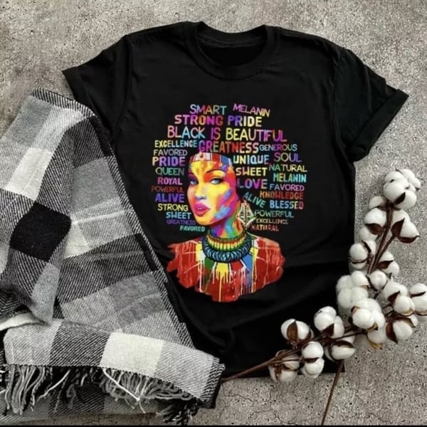 Black is Beautiful Afro Word Art Graphic T-Shirt