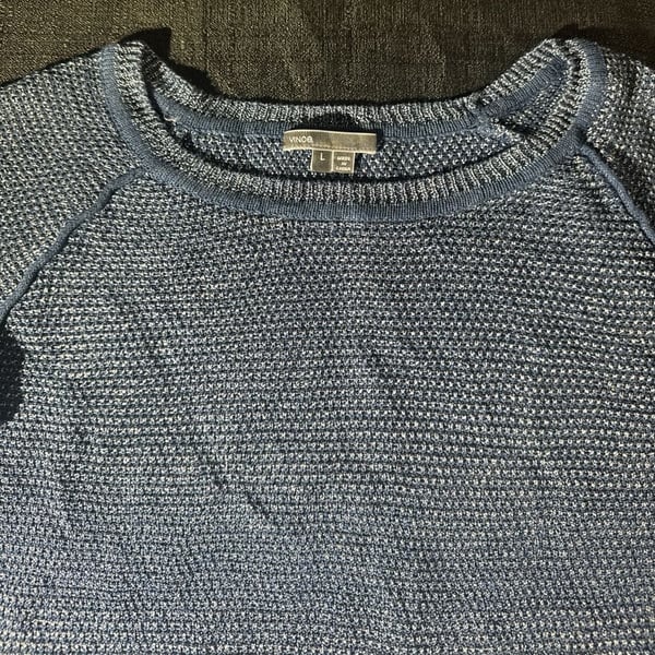 Vince Blue Textured Waffle Knit Raglan Sweater Size L