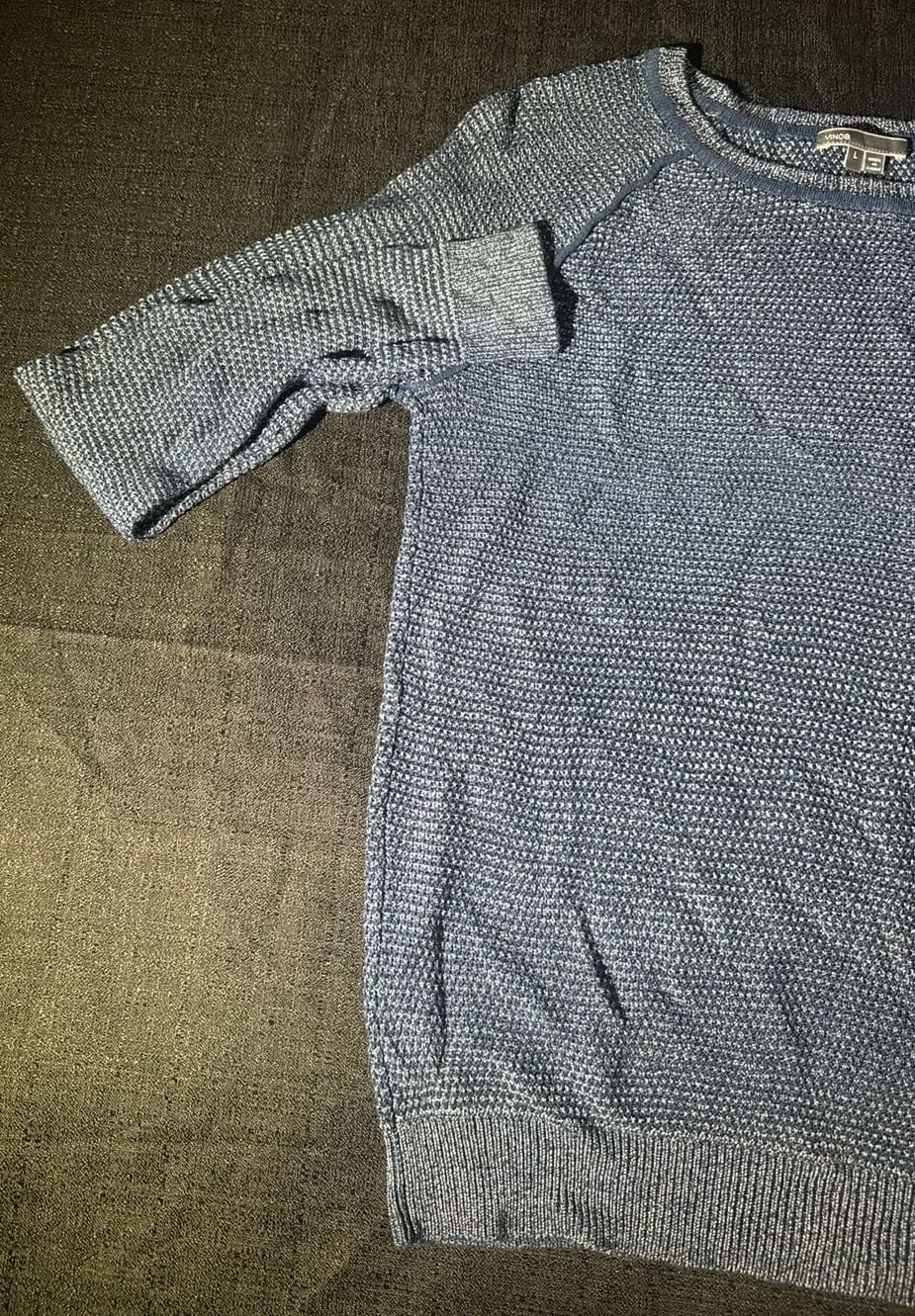 Vince Blue Textured Waffle Knit Raglan Sweater Size L 4