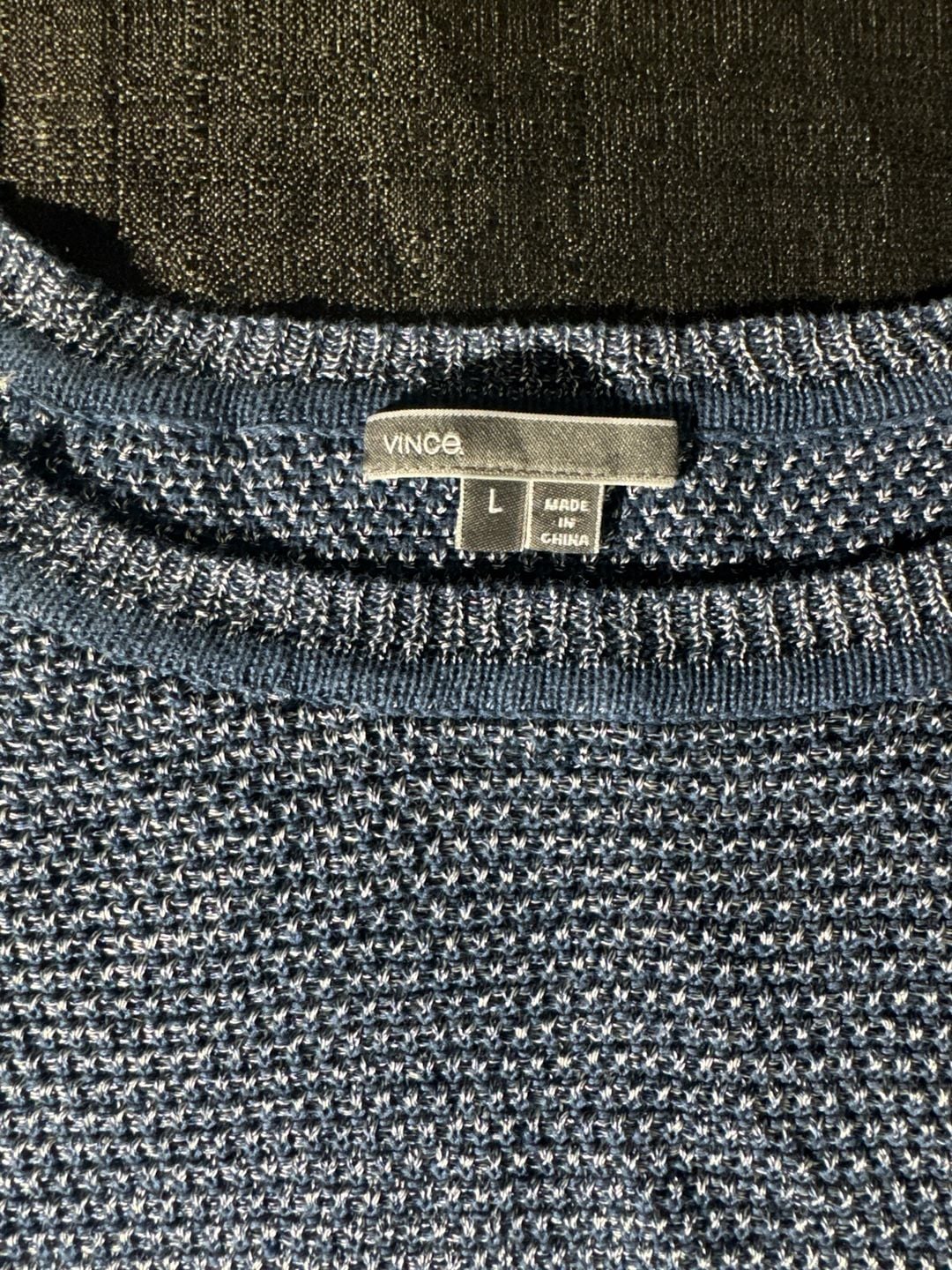 Vince Blue Textured Waffle Knit Raglan Sweater Size L 6