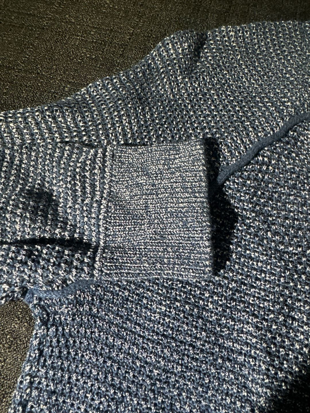 Vince Blue Textured Waffle Knit Raglan Sweater Size L 8