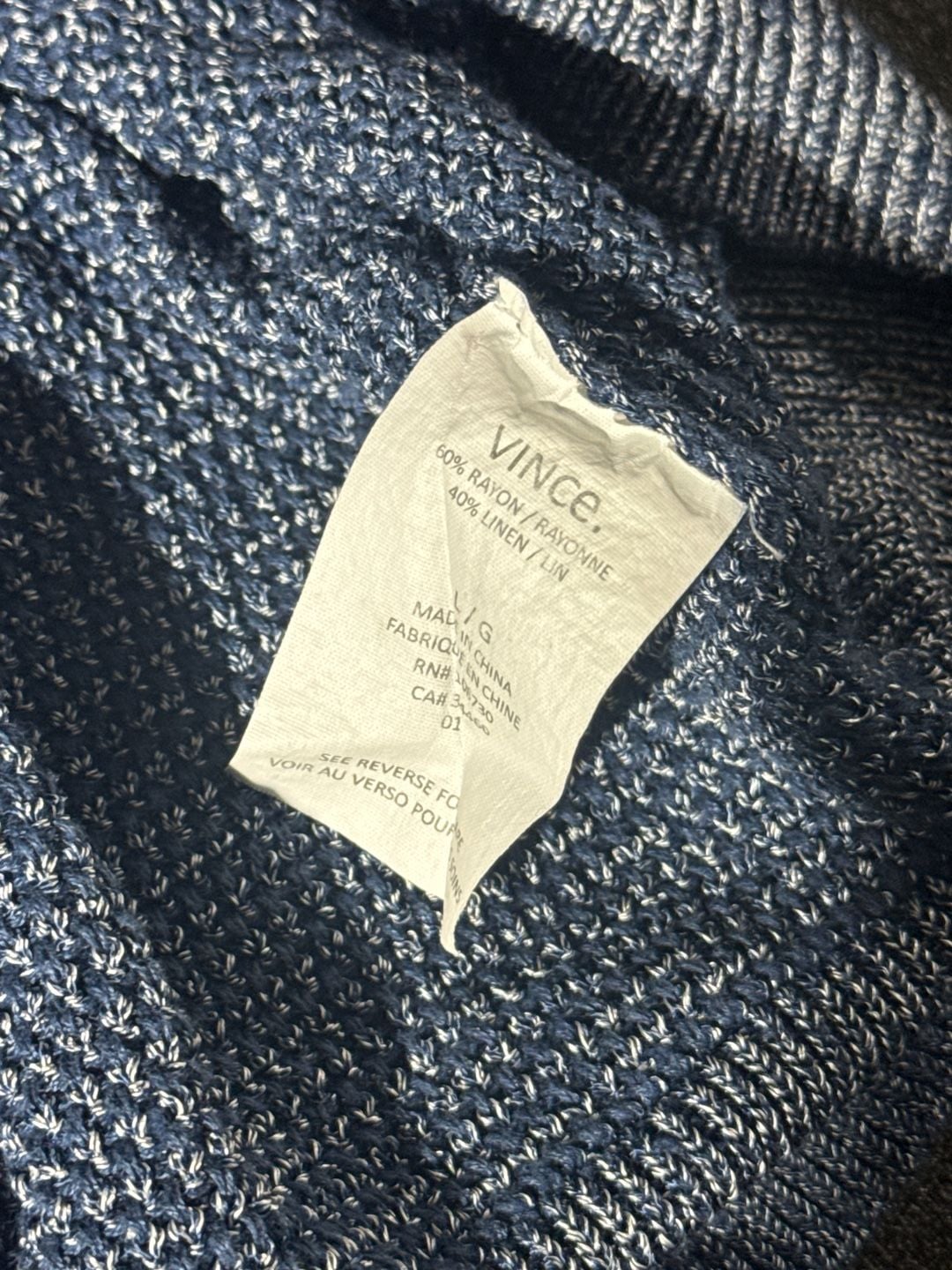 Vince Blue Textured Waffle Knit Raglan Sweater Size L 9