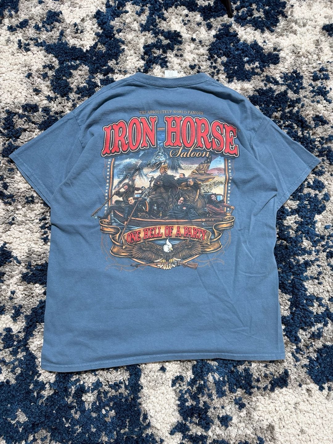 Iron Horse Saloon Trump "One Hell of a Party" Graphic T-Shirt Blue Size L 3