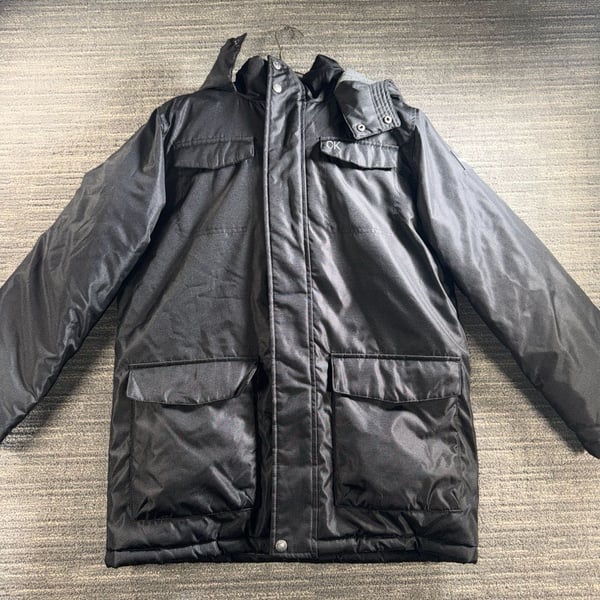 Calvin Klein Jeans Men’s Black Hooded Parka Jacket with Fleece Lining Size L