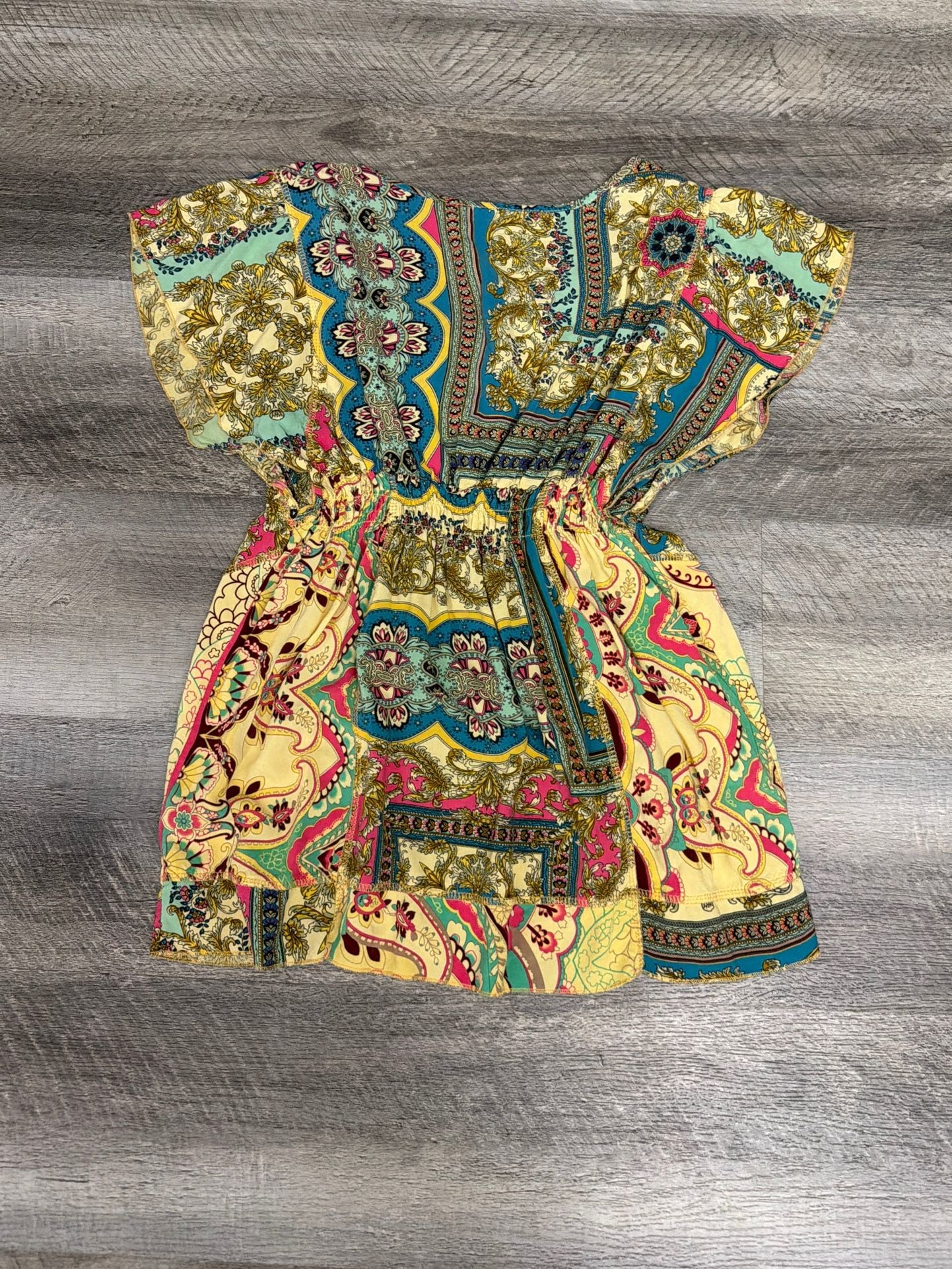 Live and Let Live Blouse Womens Boho Patchwork Rayon Embellished Top 3