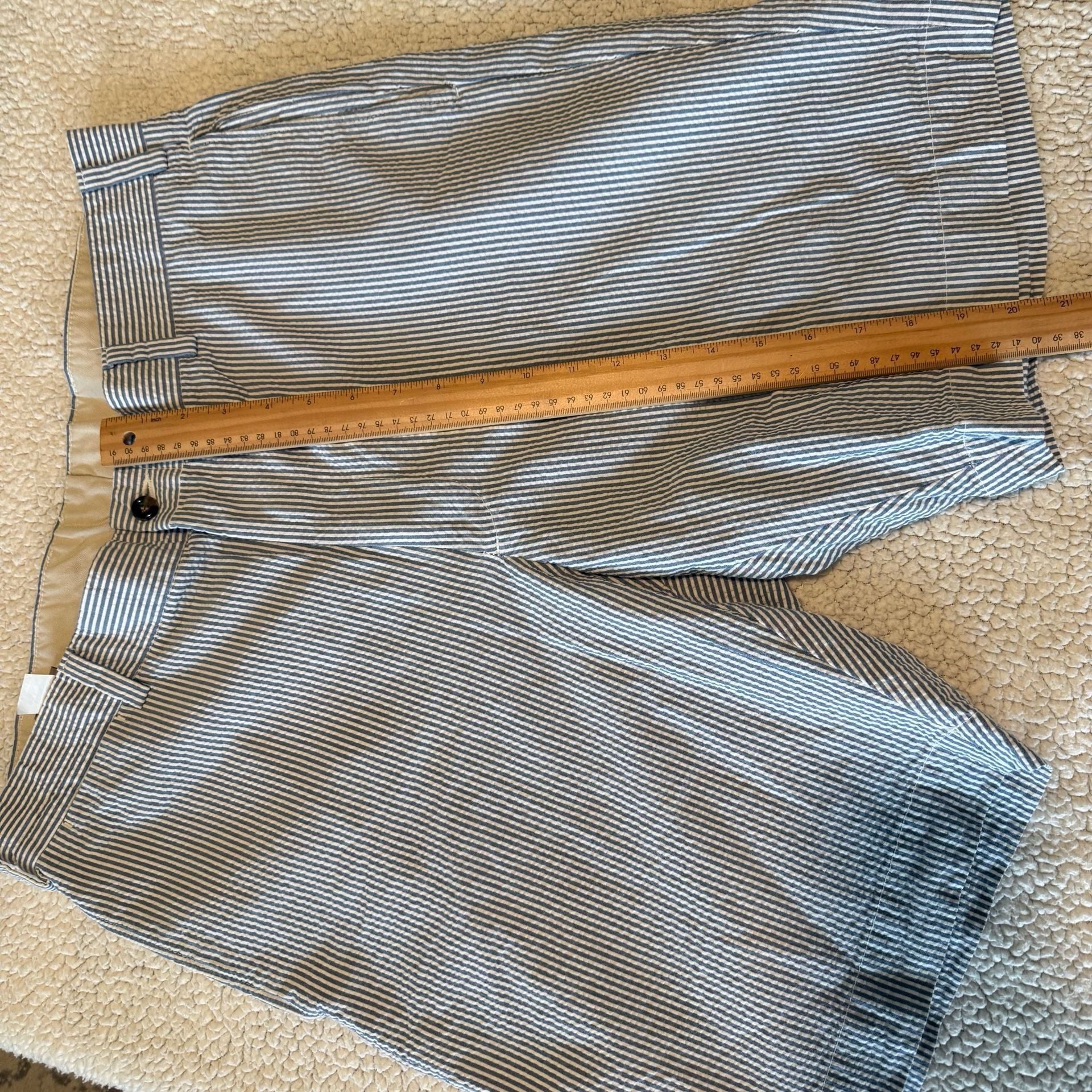 Bills Khakis Classic Fit Seersucker Shorts Blue White Striped Size 36 6
