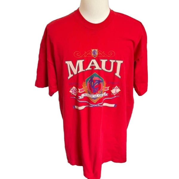 Vintage Fruit of the Loom Maui Nautical Gear Graphic T-Shirt Red XXXL