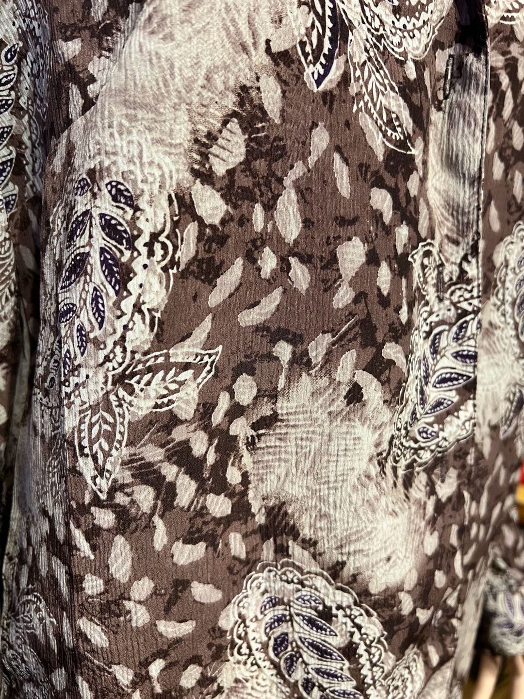 Donnkenny Petite Vintage Abstract Paisley Print Long Sleeve Button Down Blouse 3