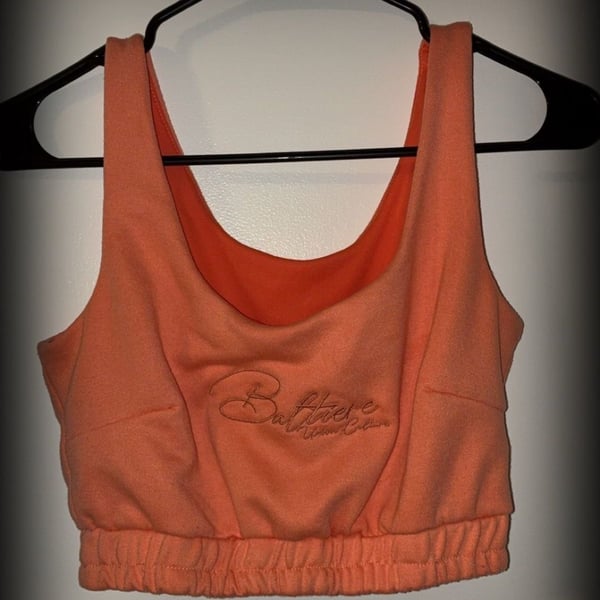 Balthiere Urban Couture Peach Orange Fleece Crop Top