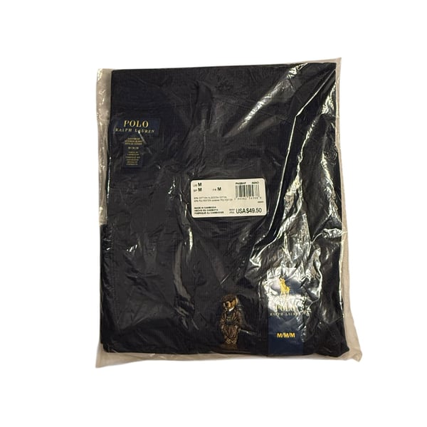 Polo Ralph Lauren Navy Polo Bear Waffle Knit Sleepwear Thermal Top NEW Size M