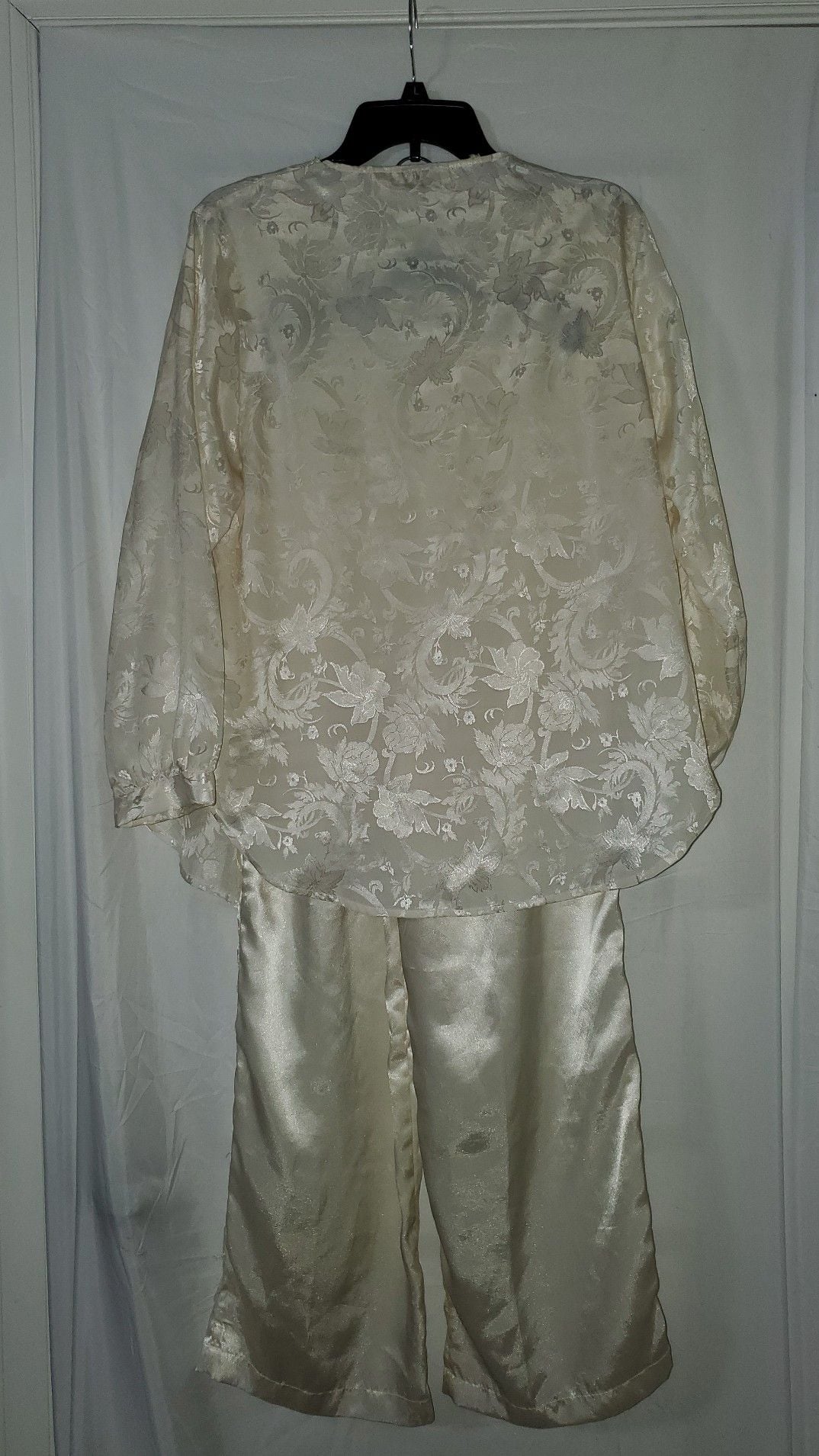 Victoria's Secret Vintage Floral Damask Lace Trim Pajama Set, Size S 7