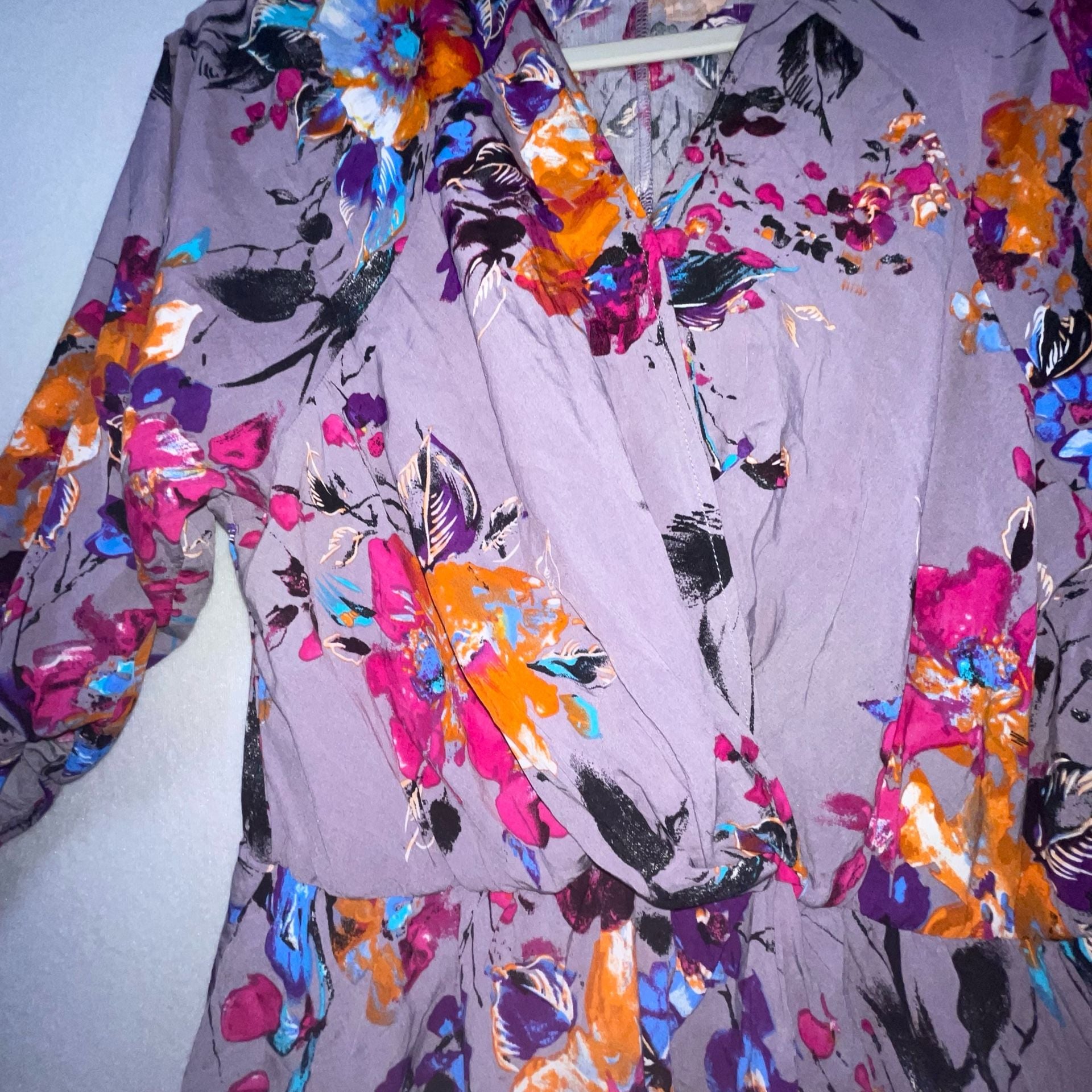 Umgee Floral Surplice Tiered Mini Dress Size M 5