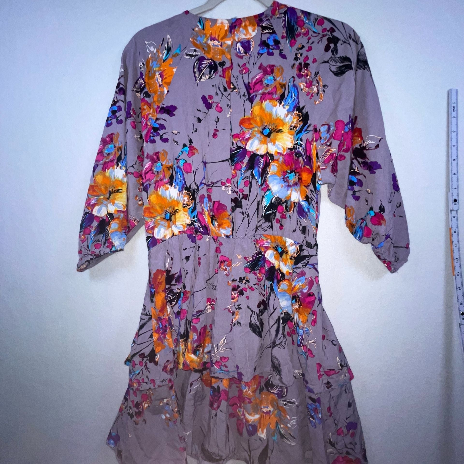 Umgee Floral Surplice Tiered Mini Dress Size M 13