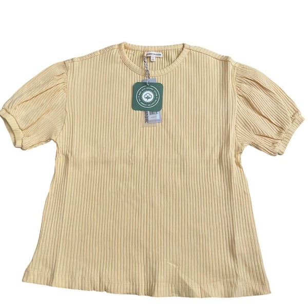 The Sunday Collective Impala Puff Sleeve Ribbed Organic Cotton Top