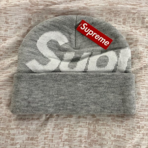 Supreme Big Logo Beanie Heather Grey OS