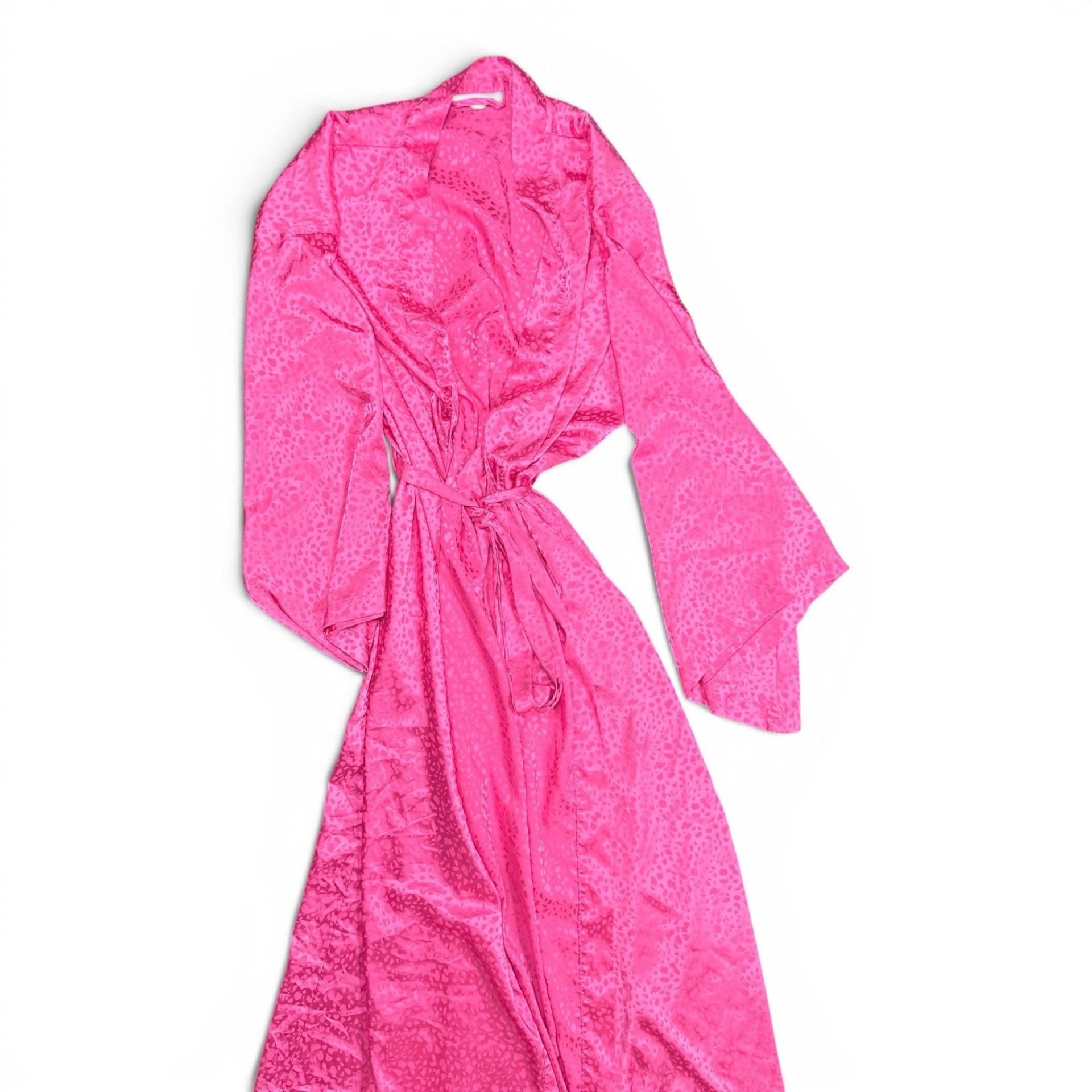 INC International Concepts Intimates Pink Animal Print Satin Long Robe Size S 1
