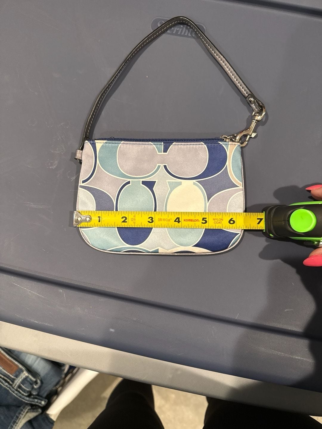 Coach Blue Optic Signature Large C Satin Wristlet Pouch 9
