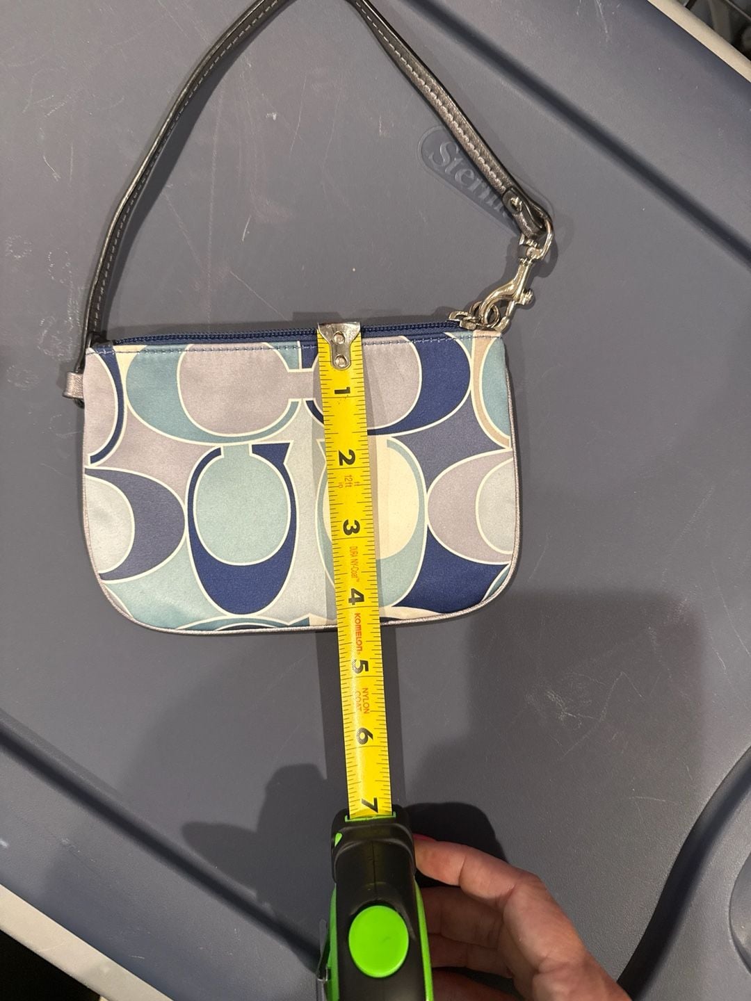 Coach Blue Optic Signature Large C Satin Wristlet Pouch 10