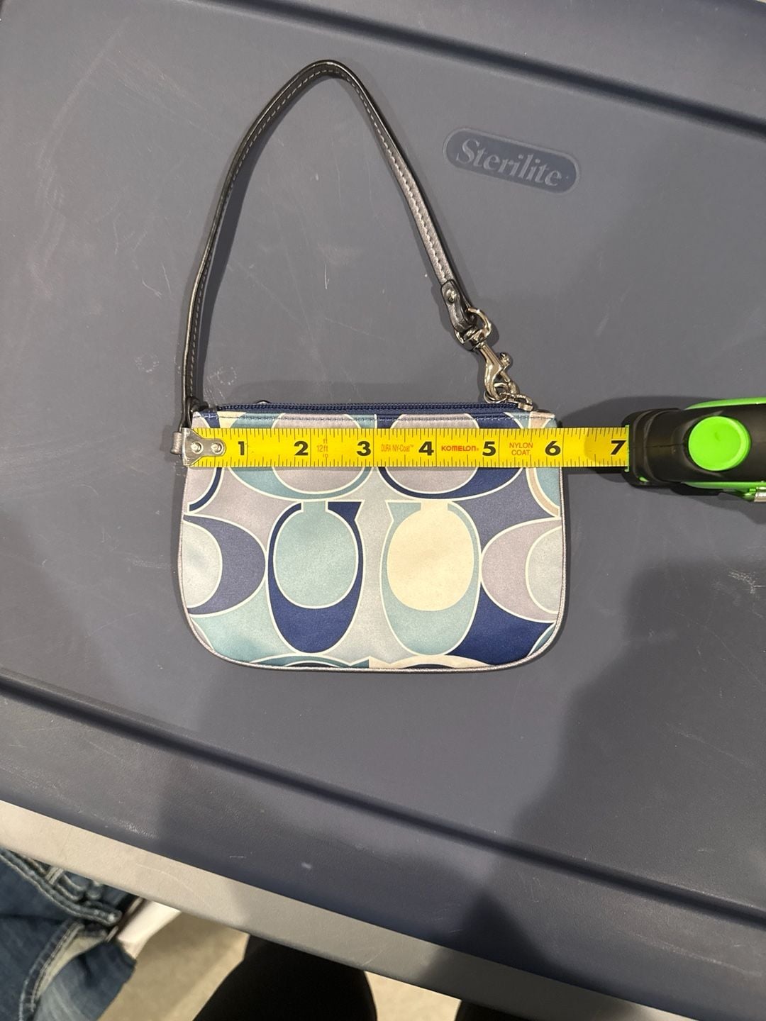 Coach Blue Optic Signature Large C Satin Wristlet Pouch 11