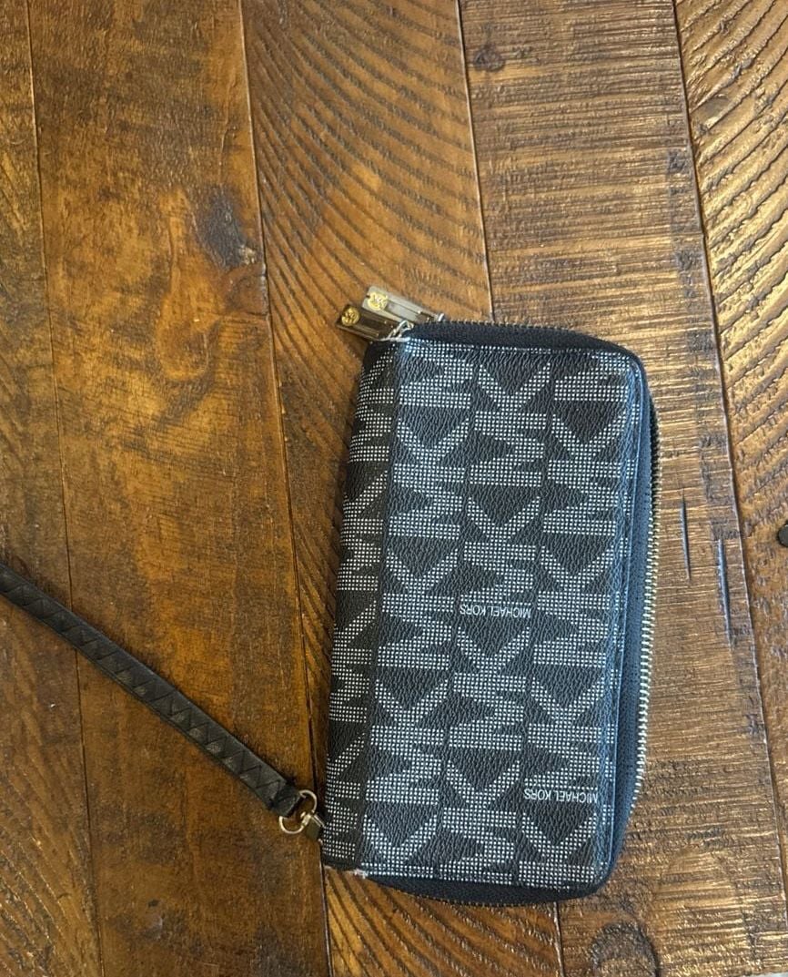 Michael Kors Signature Logo Double Zip Wristlet Wallet Black/Grey 5