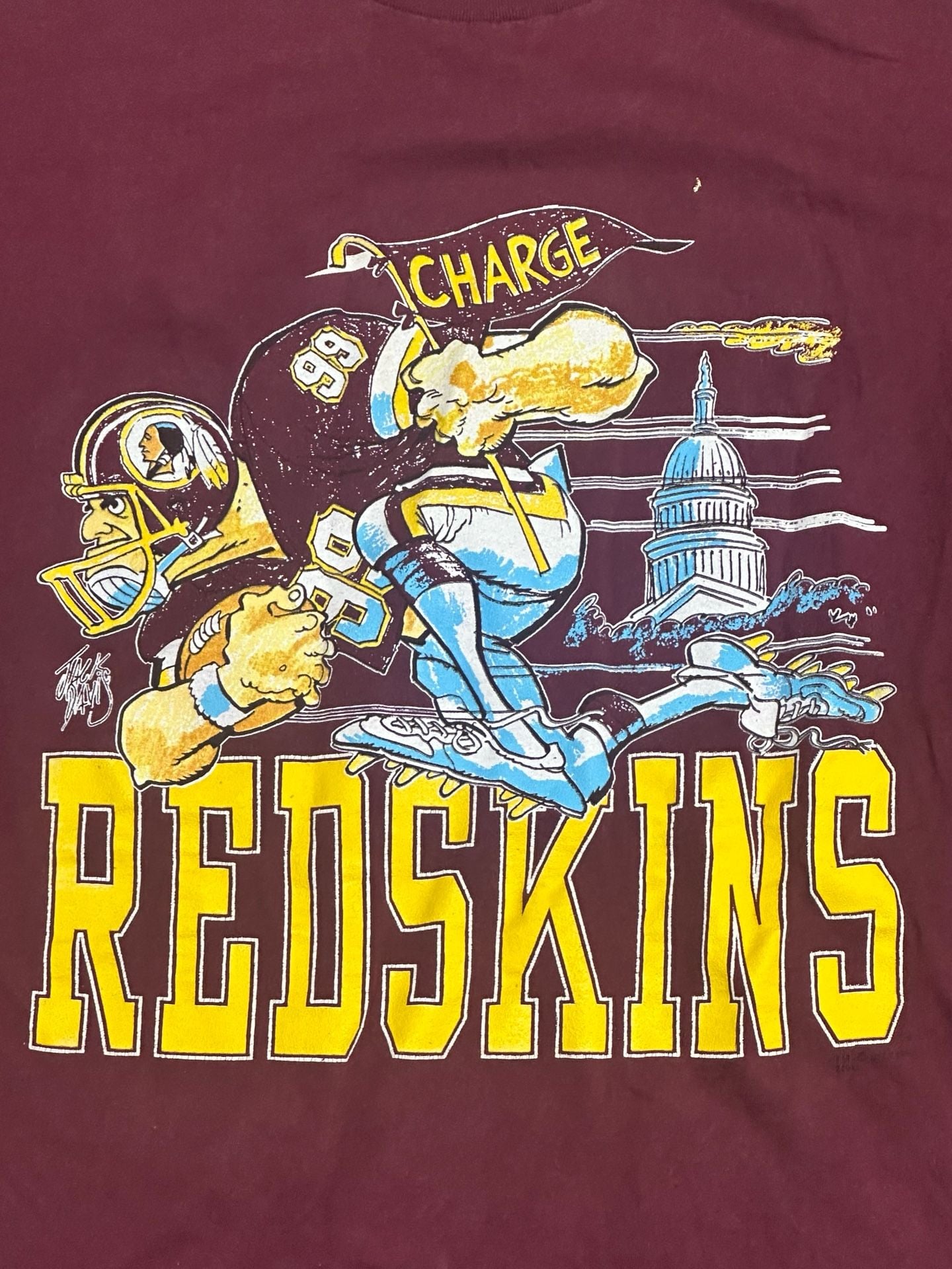 Vintage Washington Redskins Jack Davis "Charge" T-Shirt Signal Sports XL 3