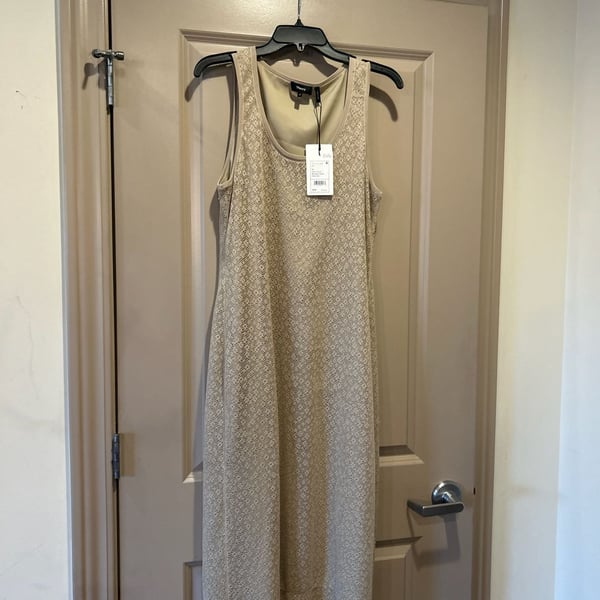 Theory Floral Lace Bleecker Cotton Dress in Warm Sand, Size M