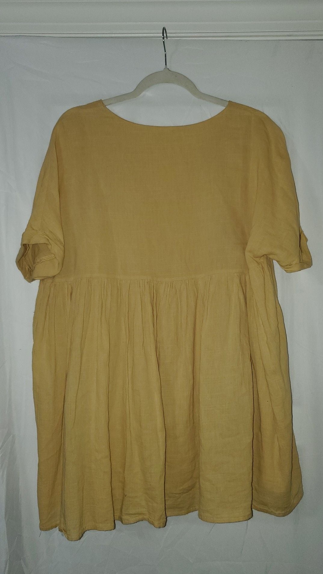 Listicle Mustard Yellow V-Neck Babydoll Tunic Dress, Size M 5