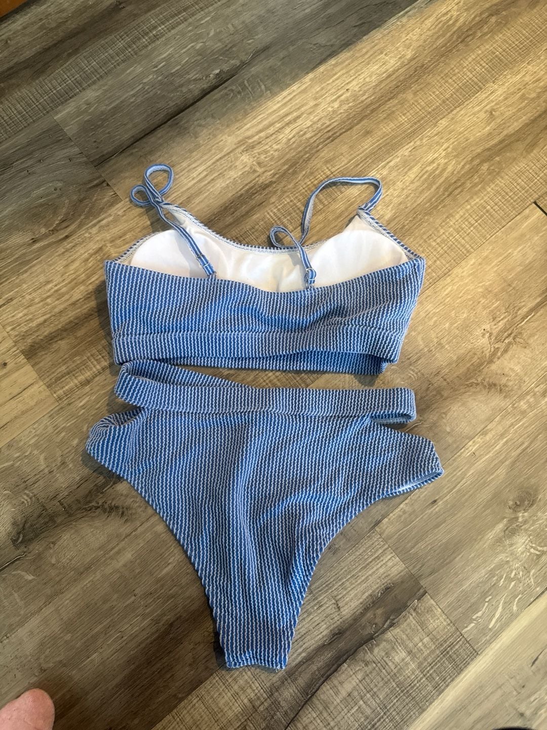 Striped Bikini Top & High-Waisted Cutout Bottoms Set 6