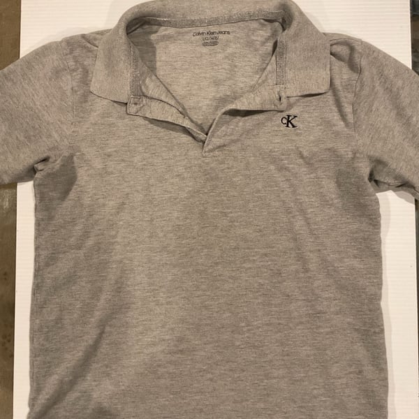 Calvin Klein Jeans Boys Grey Short Sleeve Polo Shirt Size L (14/16)