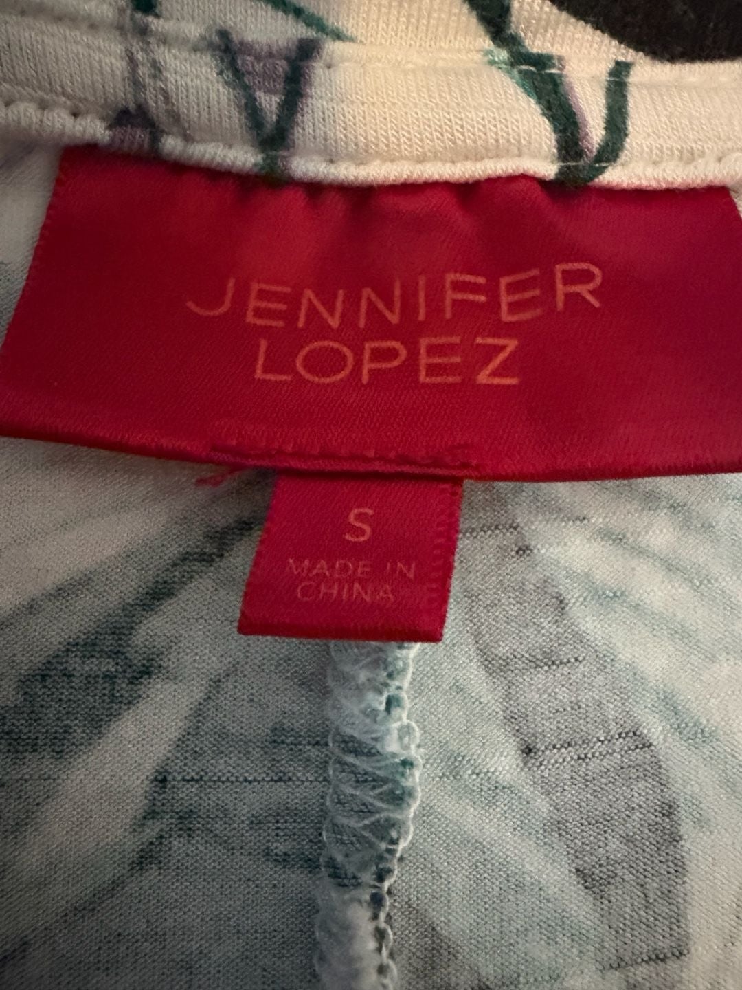 Jennifer Lopez Tropical Leaf Print Blouse Rhinestone Shoulder Small 5