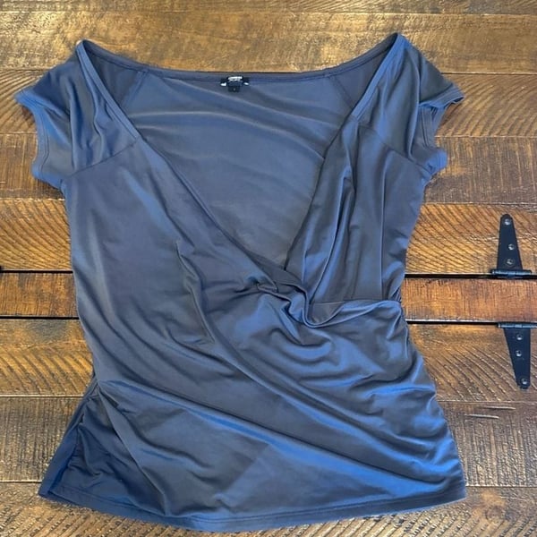 Express Body Contour Draped Wrap Front Ruched Top Size L