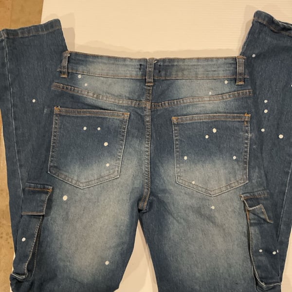 NOVAkids Fashion Nova Paint Splatter Cargo Denim Jeans size 14