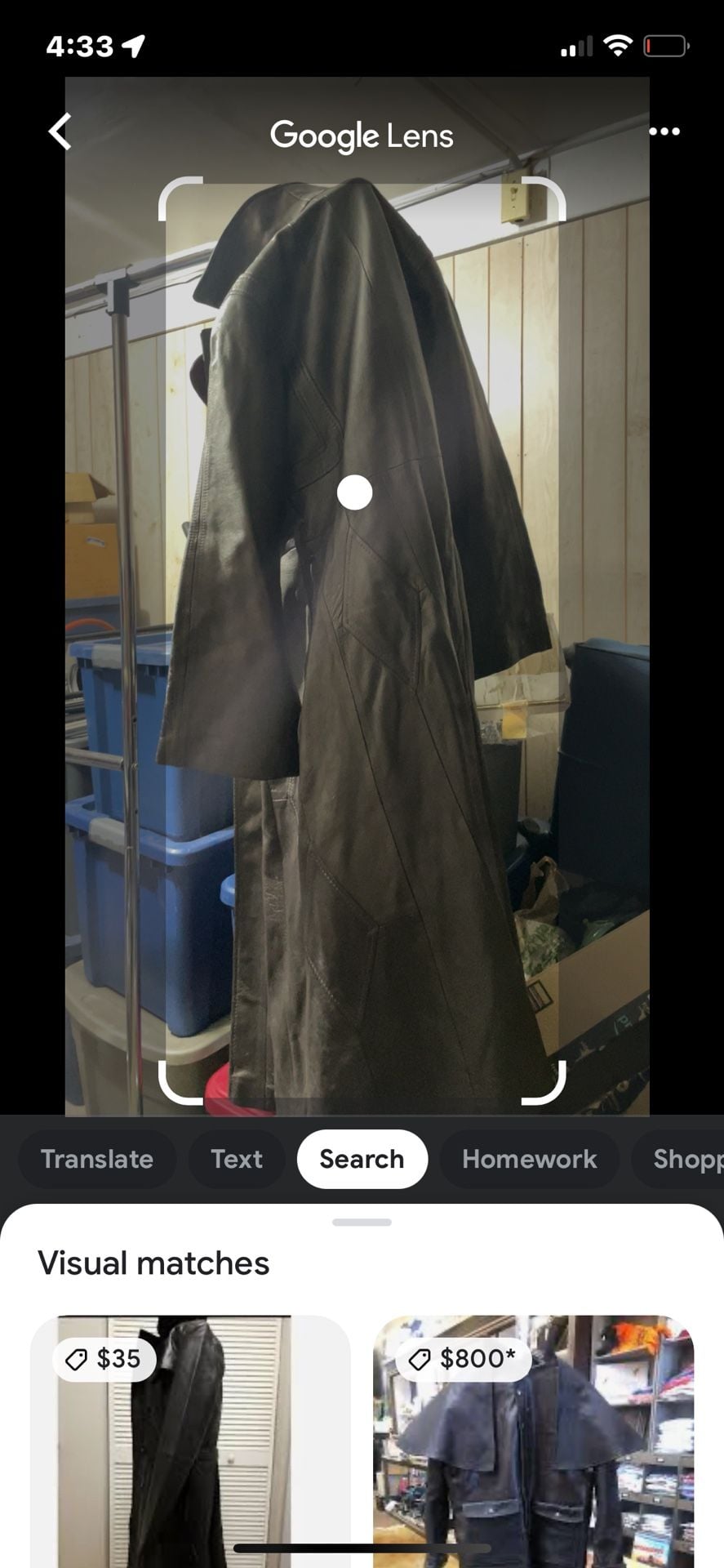Vintage Penney's Skin Gear Black Leather Long Trench Coat Size 44 2