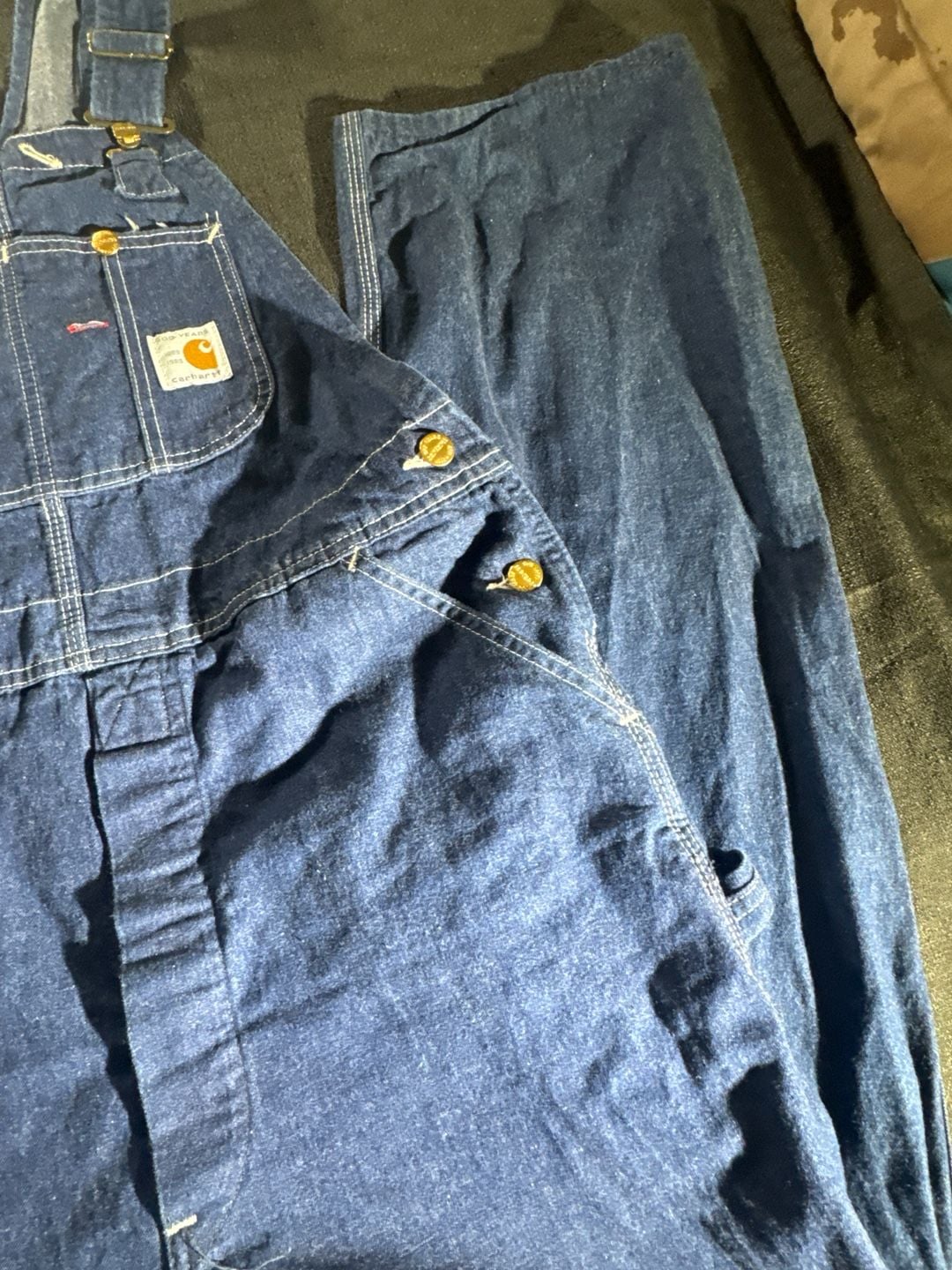 Vintage Carhartt 100th Anniversary Denim Bib Overalls 1889-1989. Size 36x34 EUC 7