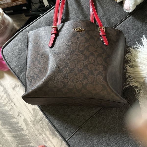 Coach Mollie Tote in Signature Canvas Brown/Red