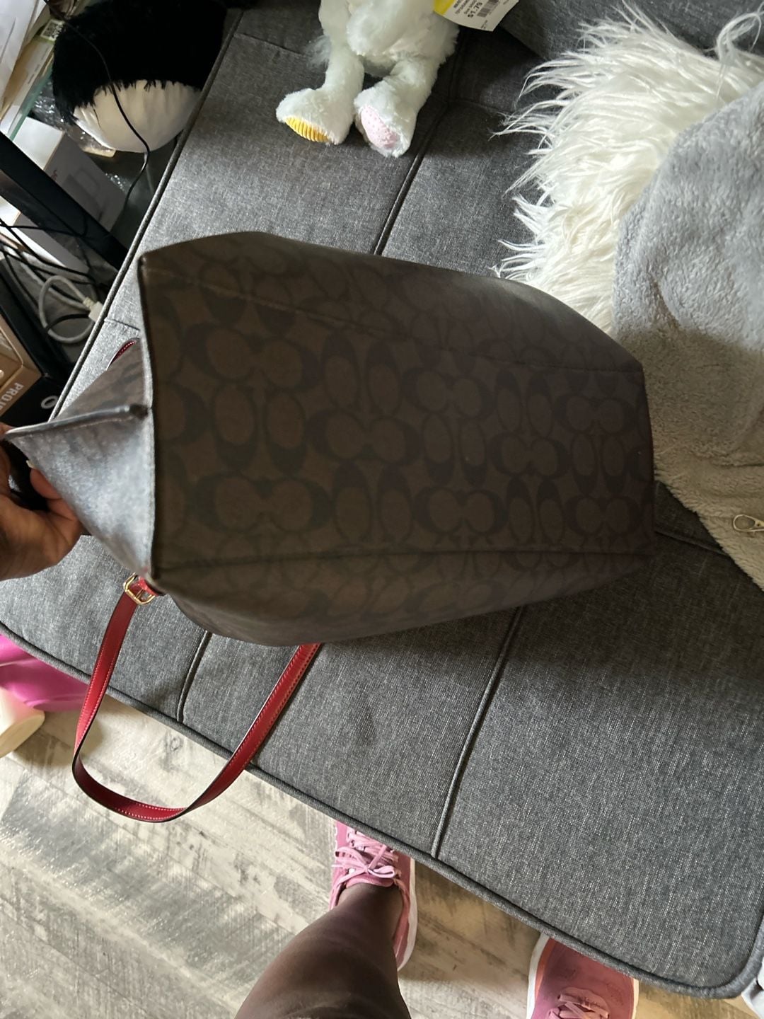 Coach Mollie Tote in Signature Canvas Brown/Red 4