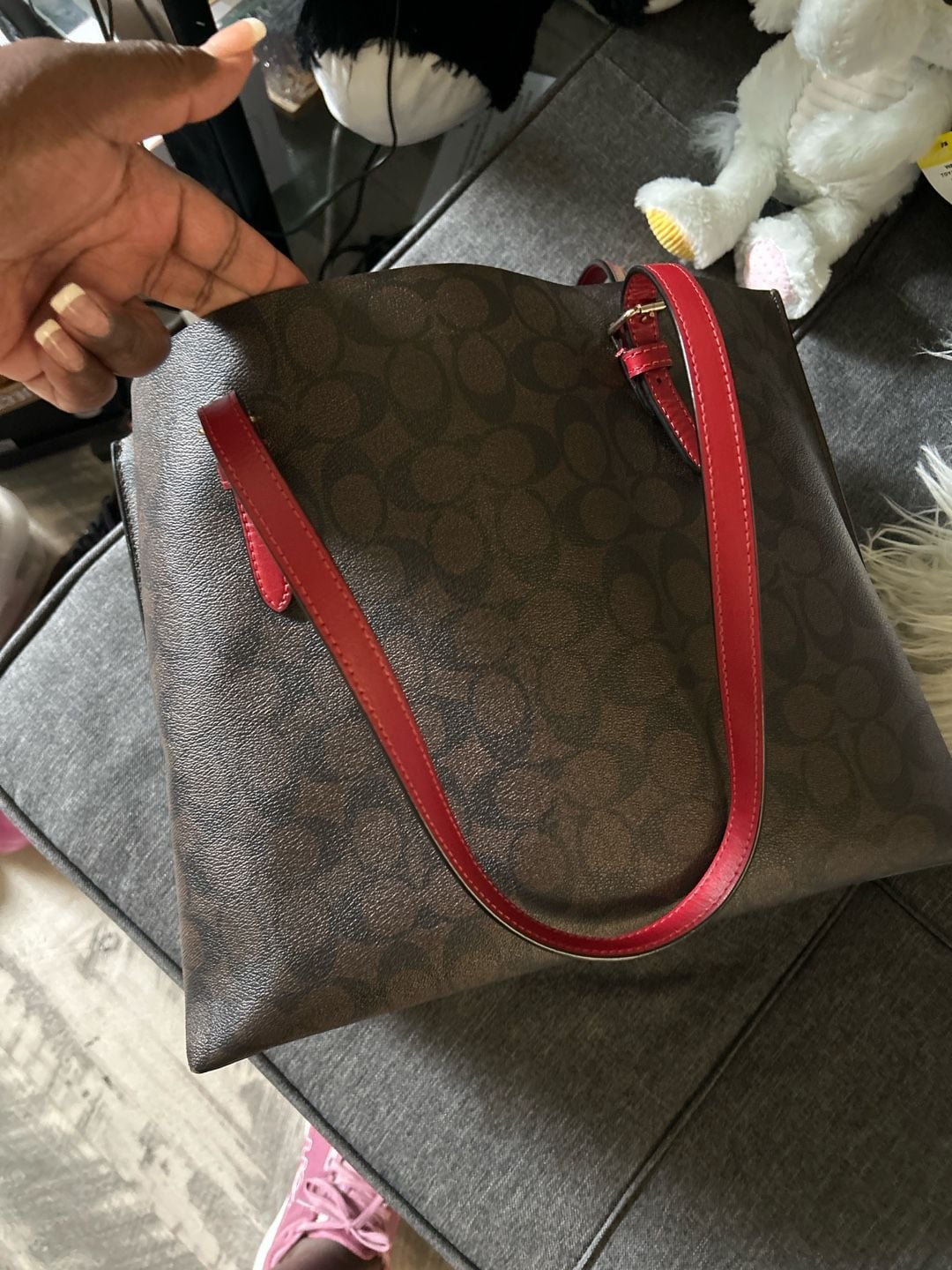 Coach Mollie Tote in Signature Canvas Brown/Red 5