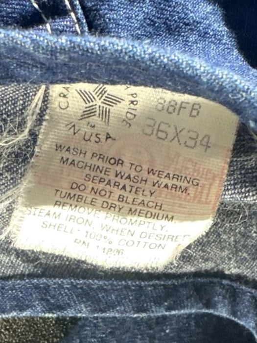 Vintage Carhartt 100th Anniversary Denim Bib Overalls 1889-1989. Size 36x34 EUC 9