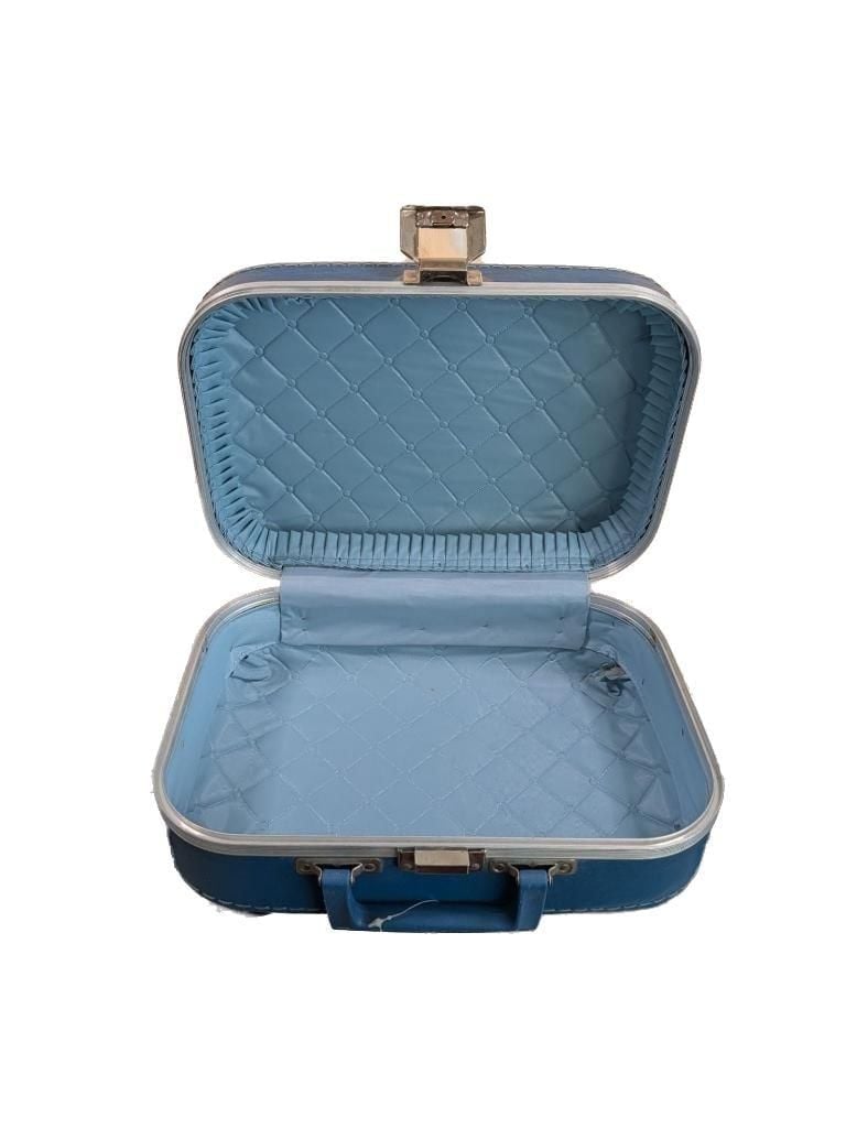 Vintage I'm Going To Grandma's Blue Child's Suitcase Train Graphic 4