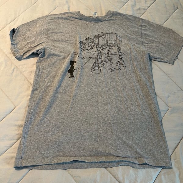 American Apparel Star Wars AT-AT Walker Pet Graphic T-Shirt Grey Size L