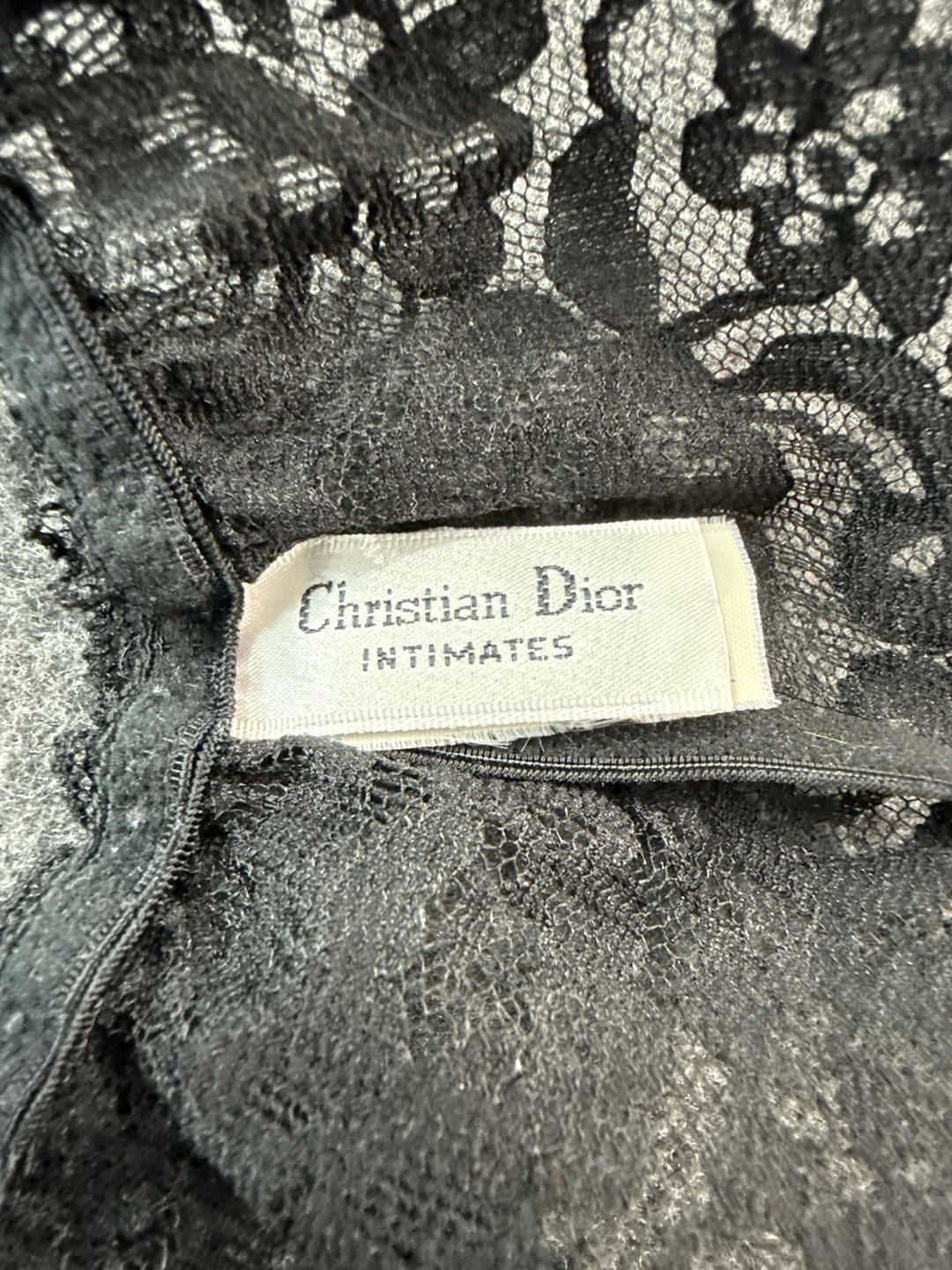 Christian Dior Intimates Black Lace Ruffle Garter Belt One Size 9