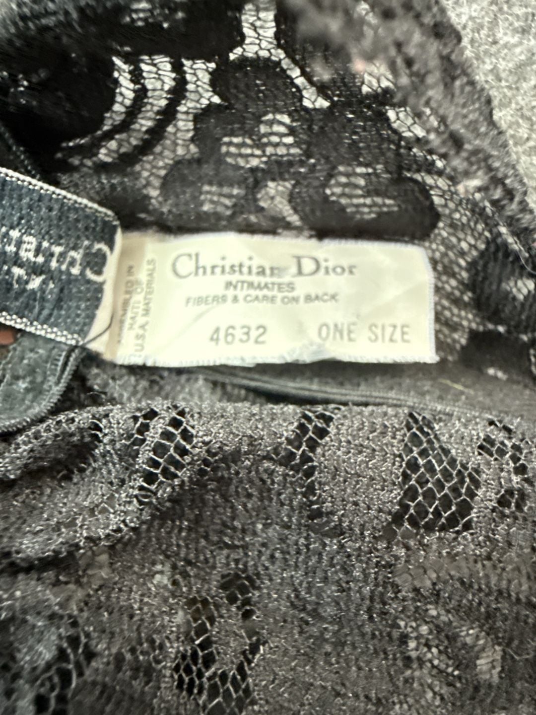 Christian Dior Intimates Black Lace Ruffle Garter Belt One Size 10