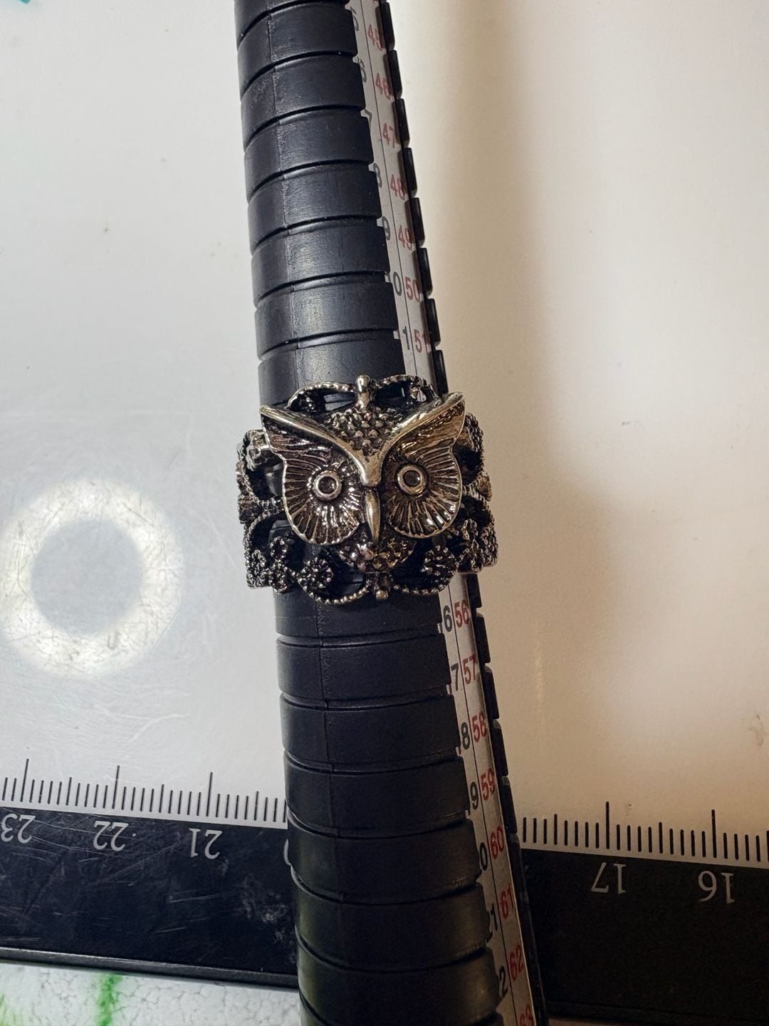Ornate Owl Statement Ring Silver Tone Filigree Band 2