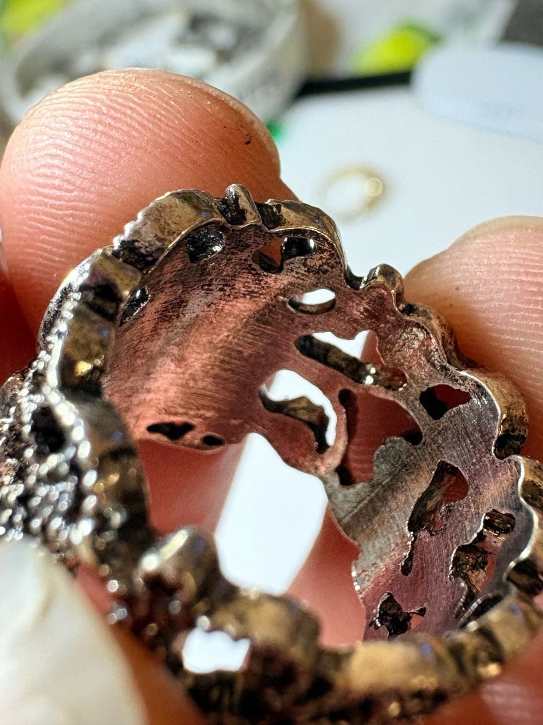 Ornate Owl Statement Ring Silver Tone Filigree Band 7